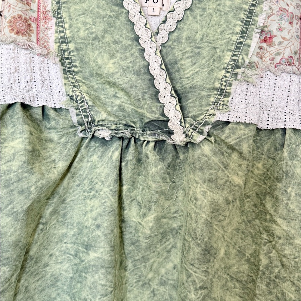 POL Green Boho Crochet-Trim Tank Top - Picture 5 of 8